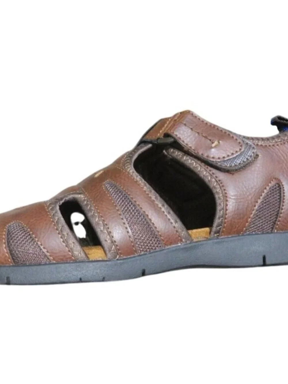 Nunn Bush Brown Leather Rio Grande Fisherman Toe Velcro closure Sandals Sz 13 M